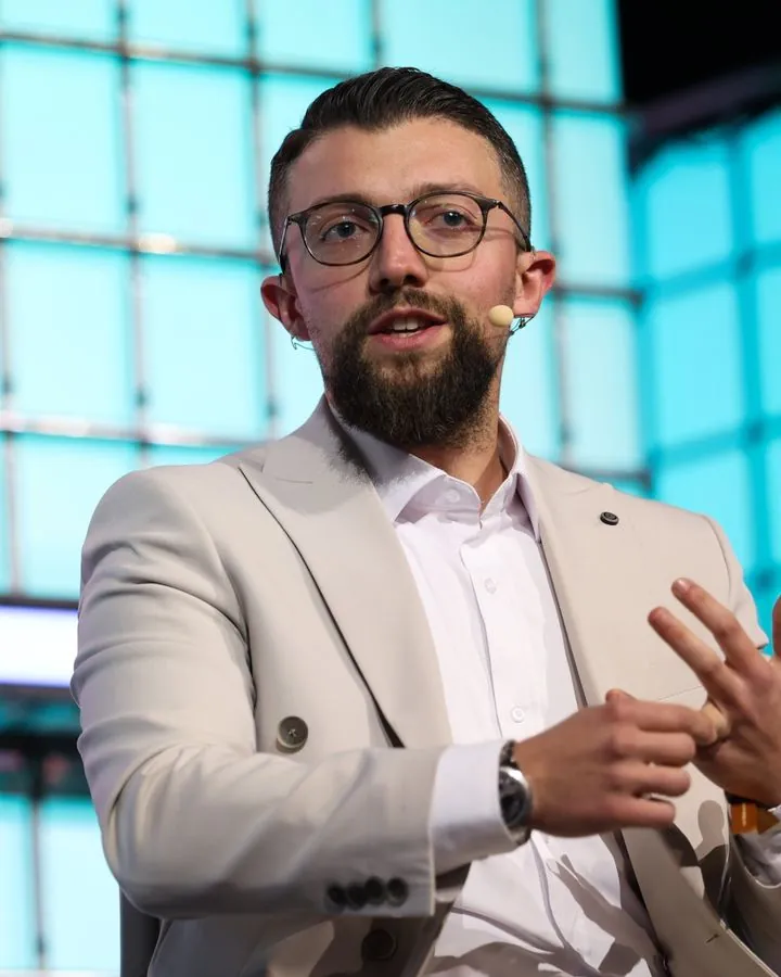 Skerdi Sino speaking on stage at Web Summit
